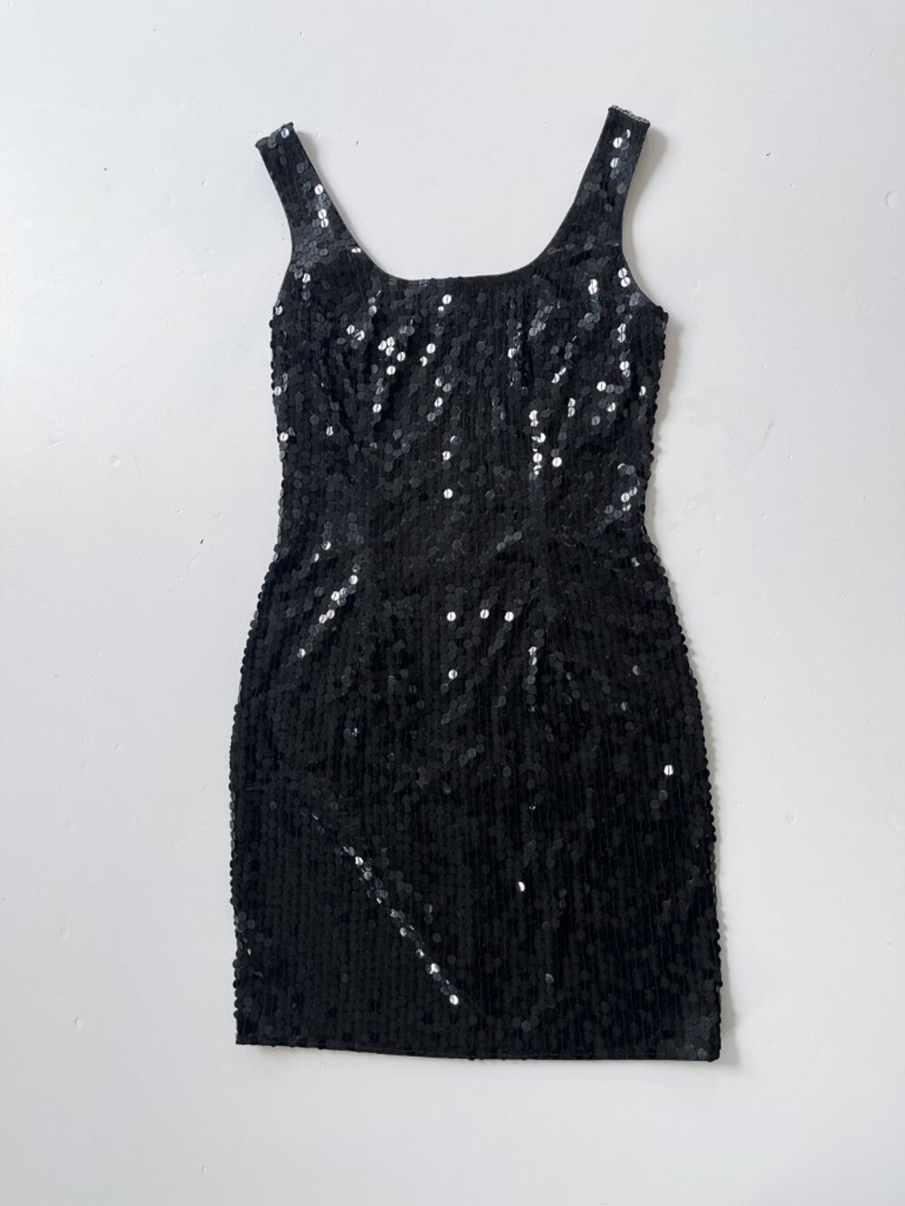 Papell Boutique Evening Black Sequin Mini Dress